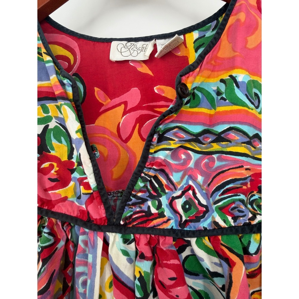 Go Softly Womens Patio Dress Cotton One Size Colorful Summer Floral Relax - Picture 4 of 10